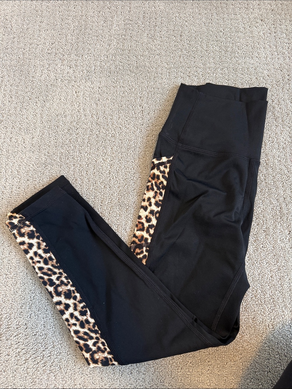 Zyia Active Black Leggings with Leopard Side sizes and leg pockets - size 4